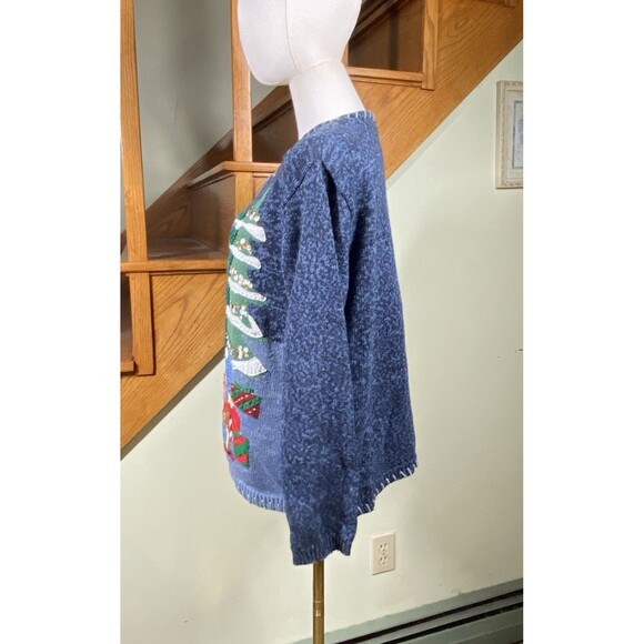 Heirloom Collectibles Sz L Vtg 90s Christmas Holiday Knit Zip Cardigan Sweater - Picture 7 of 16